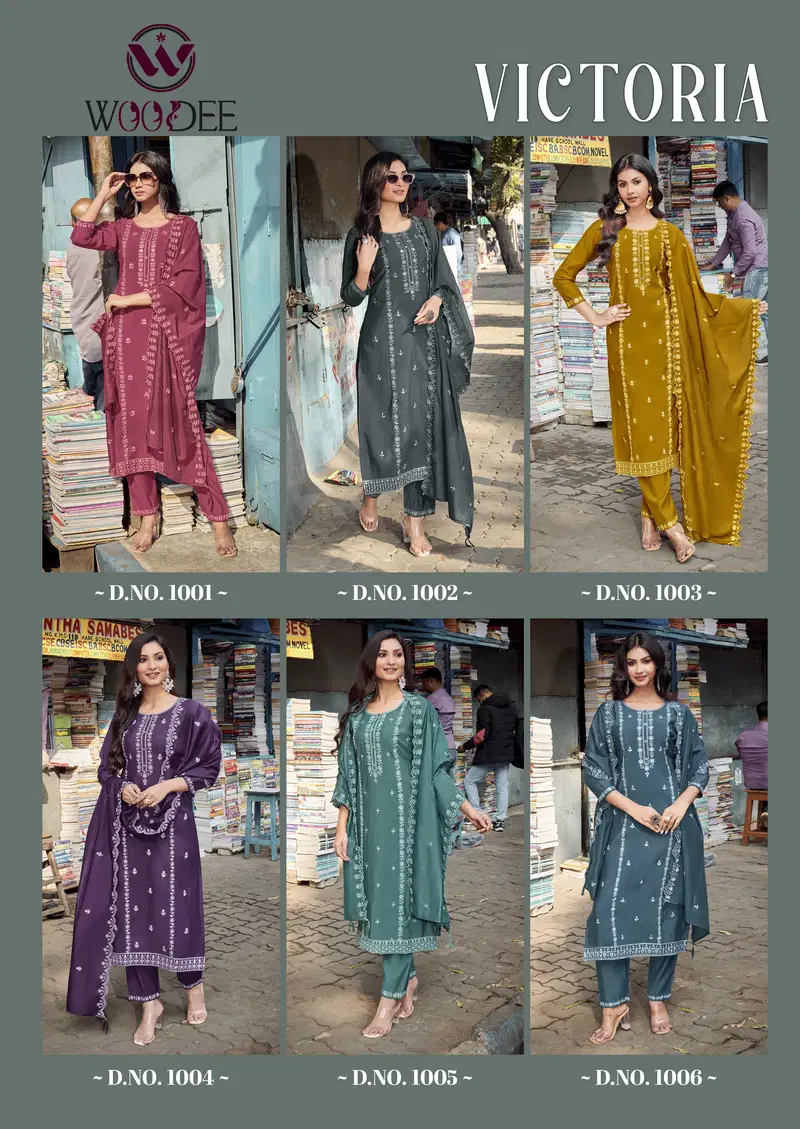 Victoria By Woodee Viscose Kurti With Bottom Dupatta Suppliers In India